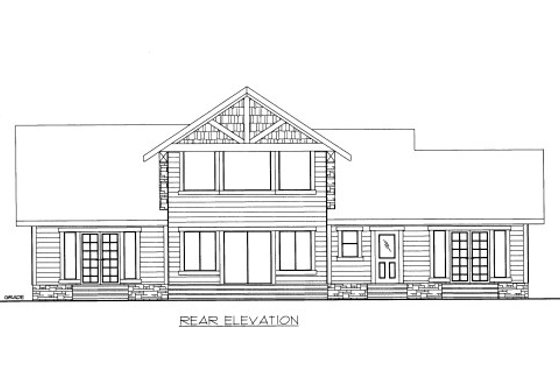 Exterior - Rear Elevation for Bungalow House Plan #117-609 - 2 bed, 2 bath