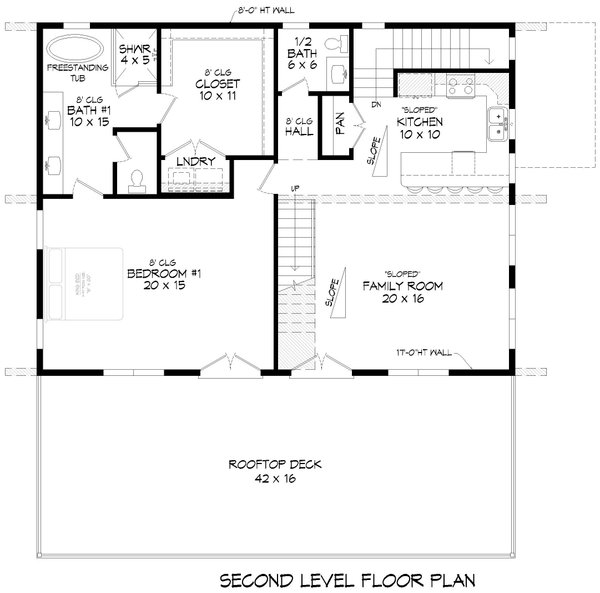 Contemporary Floor Plan - Upper Floor Plan #932-1022