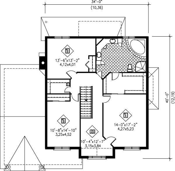 Traditional Floor Plan - Upper Floor Plan #25-219
