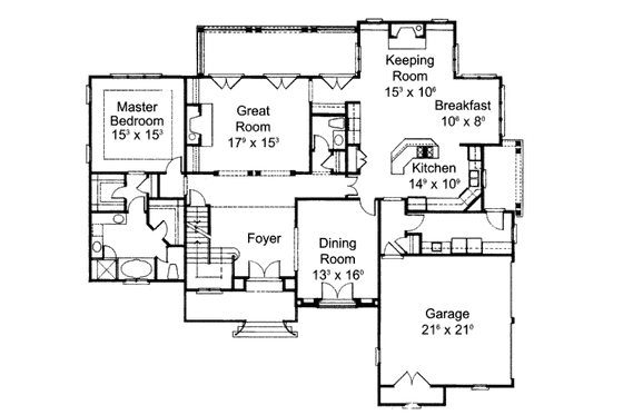 Floor Plan - Main Floor for European House Plan #429-40 - 4 bed, 3.5 bath