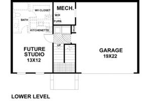 Floor Plan - Lower Floor for Traditional House Plan #56-102 - 2 bed, 2 bath
