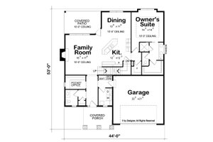 Floor Plan - Main Floor for Craftsman House Plan #20-2261 - 3 bed, 2.5 bath