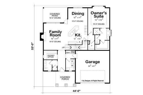 Floor Plan - Main Floor for Craftsman House Plan #20-2261 - 3 bed, 2.5 bath