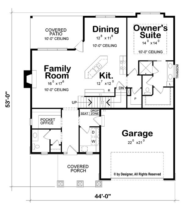 Architectural House Design - Craftsman Floor Plan - Main Floor Plan #20-2261