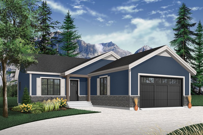 Dream House Plan - Exterior - Front Elevation 3 for Country House Plan #23-2695 - 2 bed, 1 bath