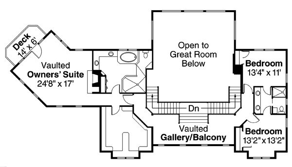 Craftsman Floor Plan - Upper Floor Plan #124-674