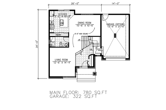 Floor Plan - Main Floor for Modern House Plan #138-367 - 3 bed, 1.5 bath