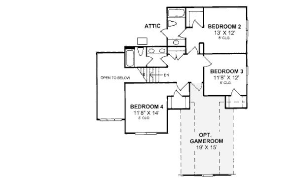 Farmhouse Floor Plan - Upper Floor Plan #20-381