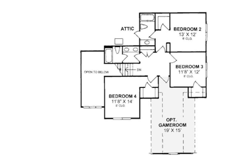 House Blueprint - Floor Plan - Upper Floor for Farmhouse House Plan #20-381 - 4 bed, 3.5 bath