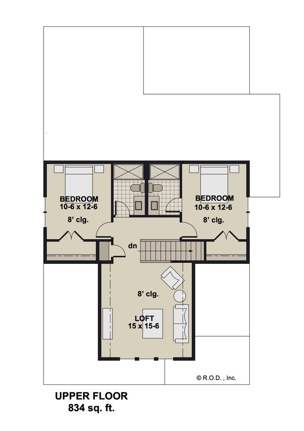 Bungalow Floor Plan - Upper Floor Plan #51-1296