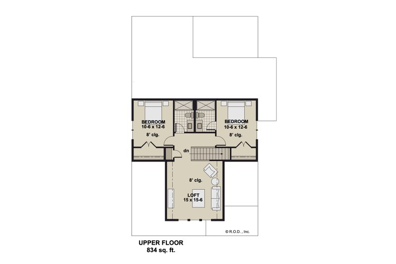Architectural House Design - Floor Plan - Upper Floor for Bungalow House Plan #51-1296 - 4 bed, 4 bath