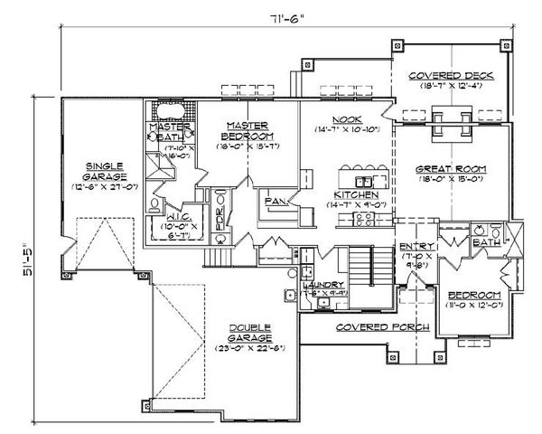 Architectural House Design - Ranch Floor Plan - Main Floor Plan #5-243