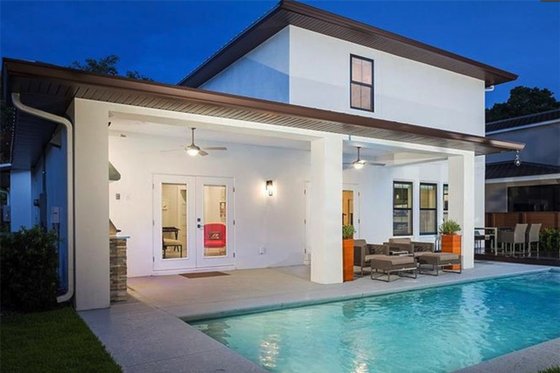 Exterior - Rear Elevation for Contemporary House Plan #1058-180 - 4 bed, 3.5 bath