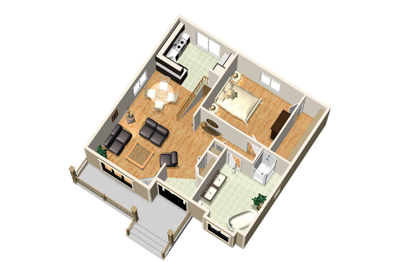 House Plan Design - Floor Plan - Main Floor 1 for Country House Plan #25-4645 - 1 bed, 1 bath