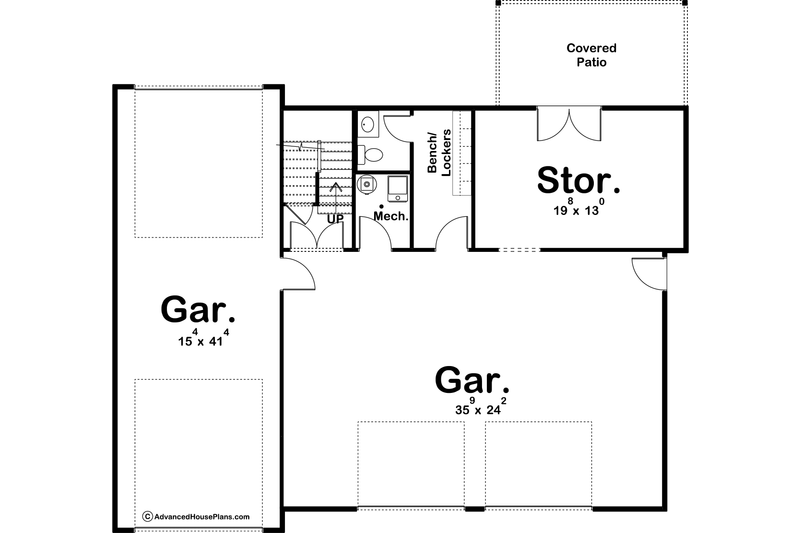 House Design - Floor Plan - Main Floor for Barndominium House Plan #455-266 - 2 bed, 1.5 bath