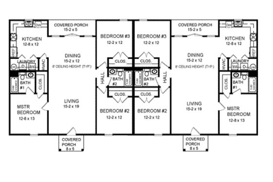 Floor Plan - Main Floor for Ranch House Plan #21-138 - 3 bed, 2 bath