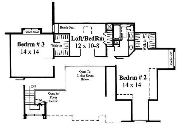Traditional Floor Plan - Upper Floor Plan #75-134