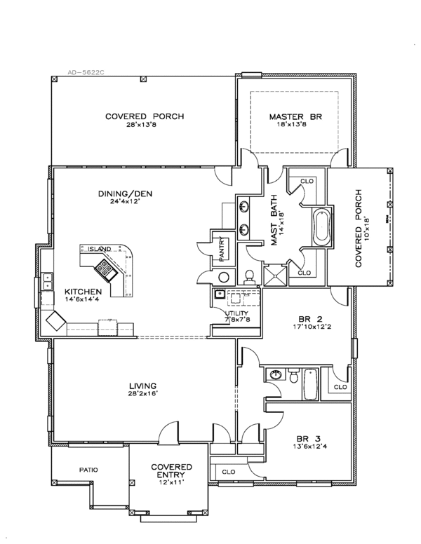 Southern Floor Plan - Main Floor Plan #8-248