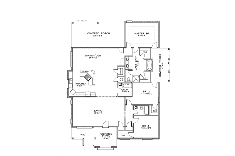 Southern Style House Plan - 3 Beds 2 Baths 2289 Sq/Ft Plan #8-248 ...