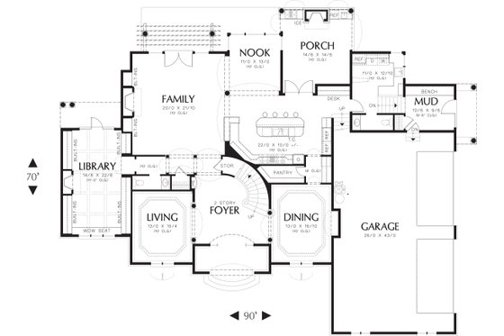 Floor Plan - Main Floor for European House Plan #48-620 - 4 bed, 3.5 bath
