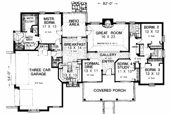 Floor Plan - Main Floor for European House Plan #310-200 - 4 bed, 2.5 bath