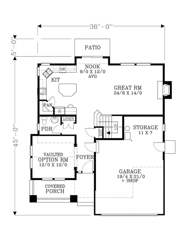 Craftsman Floor Plan - Main Floor Plan #53-466