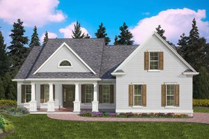 Exterior - Front Elevation for Traditional House Plan #54-396 - 3 bed, 2 bath