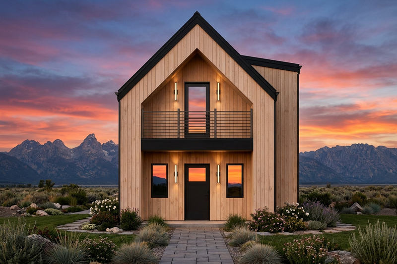 Architectural House Design - Exterior - Front Elevation 2 for Cabin House Plan #1096-198 - 1 bed, 1 bath