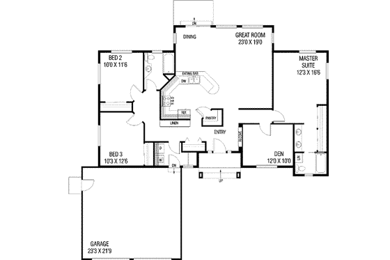 Floor Plan - Main Floor for Traditional House Plan #60-498 - 4 bed, 2 bath