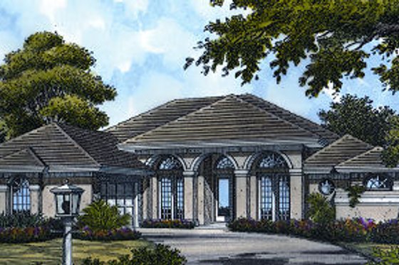 Exterior - Front Elevation for European House Plan #417-298 - 3 bed, 3 bath