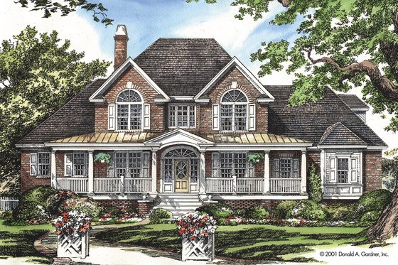 Exterior - Front Elevation 3 for Country House Plan #929-12 - 4 bed, 3.5 bath