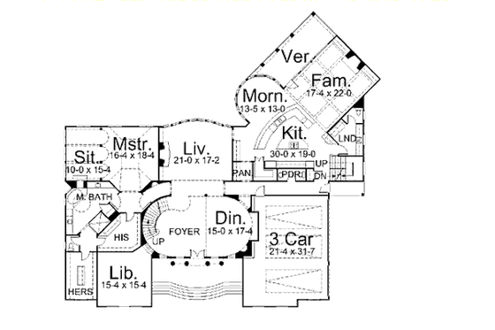Floor Plan - Main Floor for European House Plan #119-117 - 4 bed, 4.5 bath