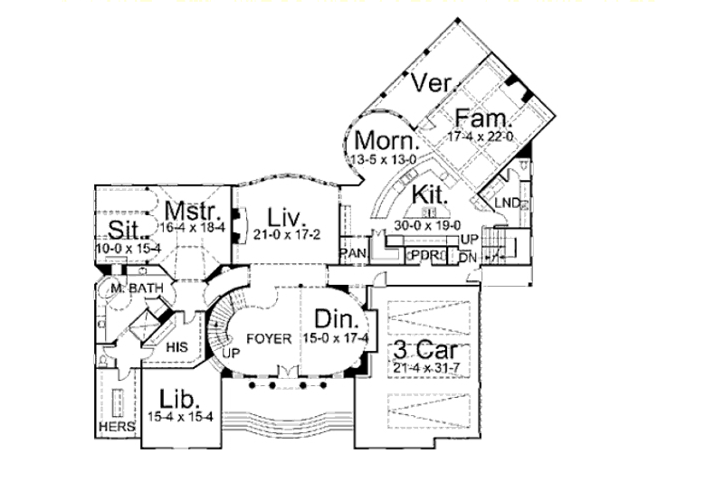 Architectural House Design - Floor Plan - Main Floor for European House Plan #119-117 - 4 bed, 4.5 bath