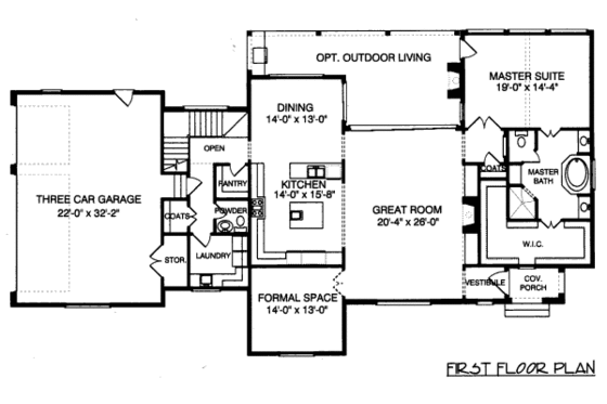 Floor Plan - Main Floor for European House Plan #413-797 - 4 bed, 3.5 bath