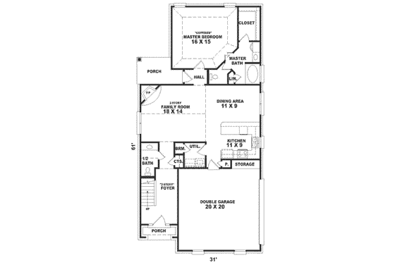 Floor Plan - Main Floor for Southern House Plan #81-146 - 3 bed, 2.5 bath