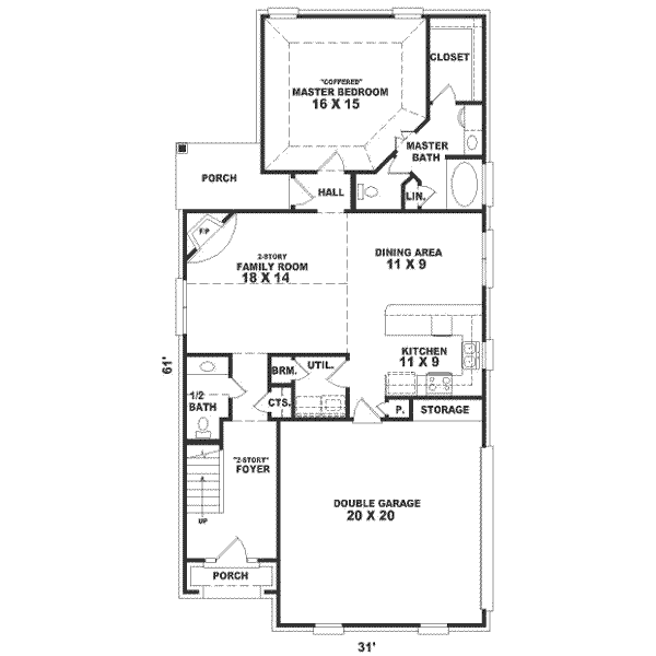 Floor Plan - Main Floor for Southern House Plan #81-146 - 3 bed, 2.5 bath