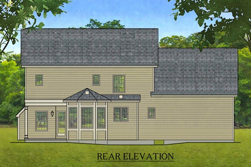 Architectural House Design - Exterior - Rear Elevation for Colonial House Plan #1010-209 - 3 bed, 2.5 bath