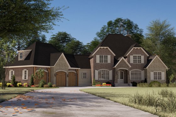 Exterior - Front Elevation 3 for European House Plan #17-3447 - 5 bed, 3.5 bath