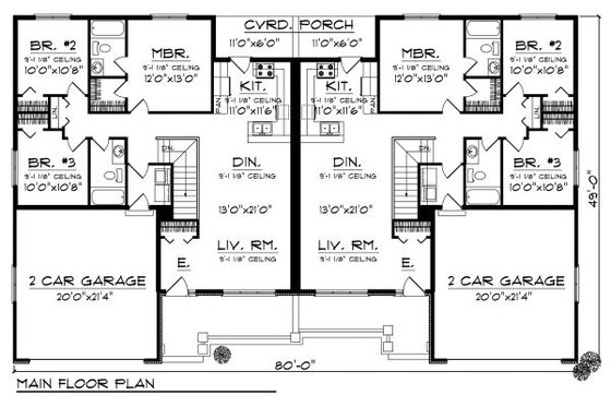 Floor Plan - Main Floor for Traditional House Plan #70-891 - 2 bed, 2 bath