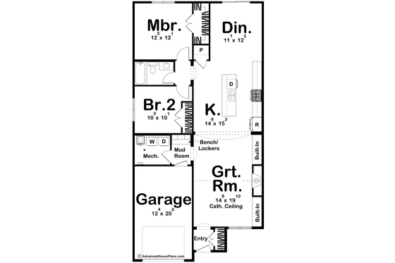 Floor Plan - Main Floor for Modern House Plan #455-644 - 2 bed, 1 bath