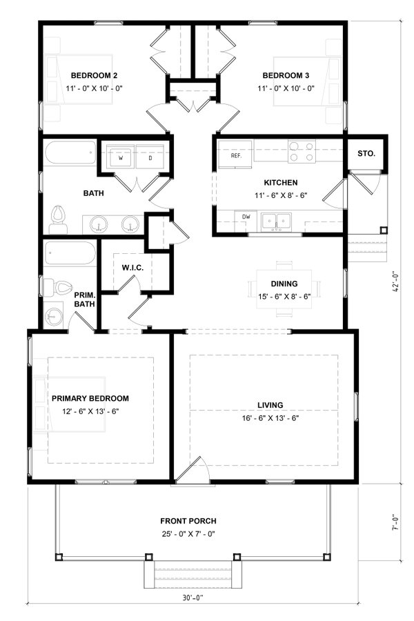 Architectural House Design - Floor Plan - Main Floor for Craftsman House Plan #936-19 - 3 bed, 2 bath