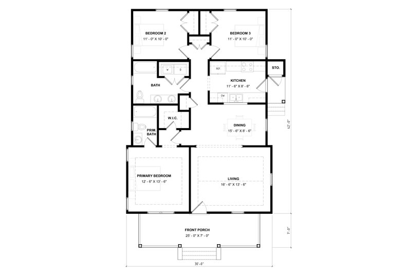 Architectural House Design - Floor Plan - Main Floor for Craftsman House Plan #936-19 - 3 bed, 2 bath