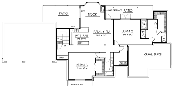 Ranch Floor Plan - Lower Floor Plan #100-455