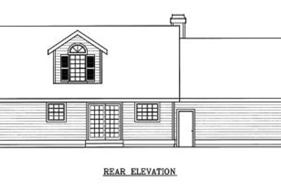 Exterior - Rear Elevation for Colonial House Plan #100-215 - 3 bed, 2.5 bath