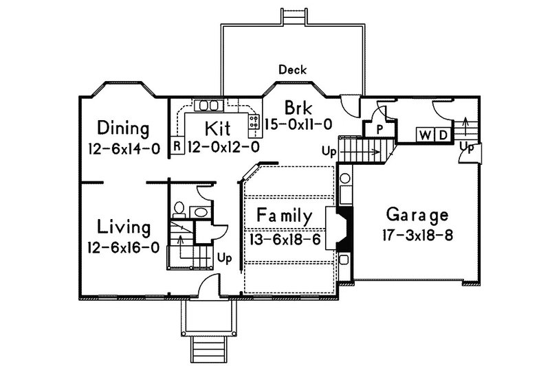House Blueprint - Floor Plan - Main Floor for Colonial House Plan #57-704 - 3 bed, 2.5 bath