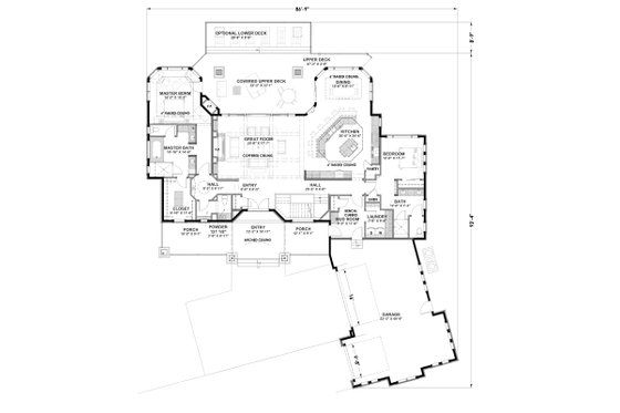 Floor Plan - Main Floor for Craftsman House Plan #1069-1 - 2 bed, 2.5 bath