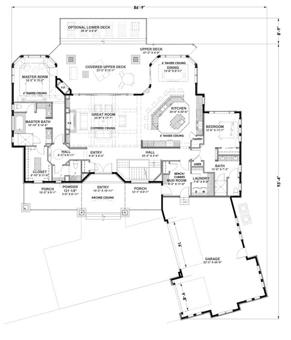 Craftsman Floor Plan - Main Floor Plan #1069-1