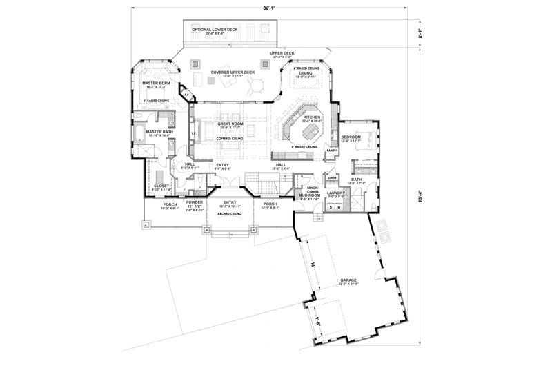 Dream House Plan - Floor Plan - Main Floor for Craftsman House Plan #1069-1 - 2 bed, 2.5 bath