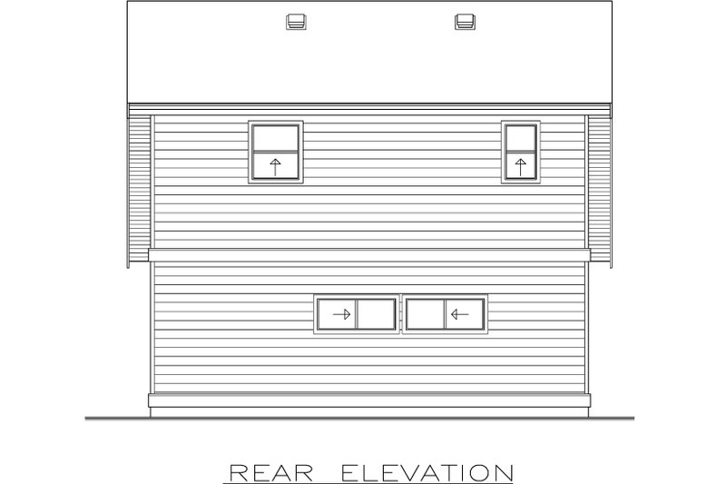 House Blueprint - Exterior - Rear Elevation for Craftsman House Plan #1100-164 - 1 bed, 1 bath