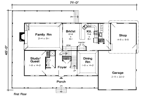 Floor Plan - Main Floor for Country House Plan #312-576 - 4 bed, 3 bath